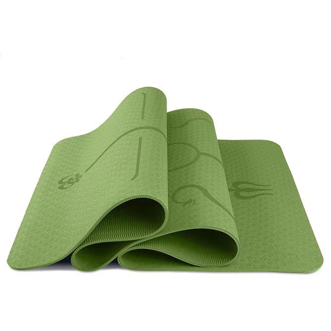MIISOO NBR Matras Yoga Mat 10mm gym Karpet Senam Yogamat Anti Slip-TPE HIJAU GARIS