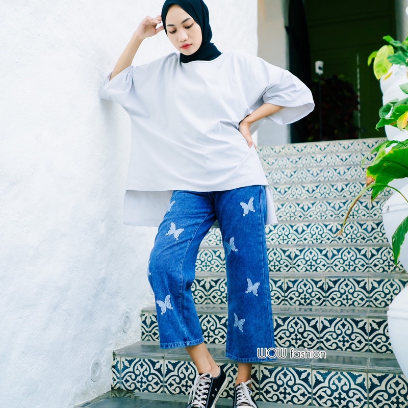 FLY CELANA KULOT JEANS HIGHWAIST WANITA