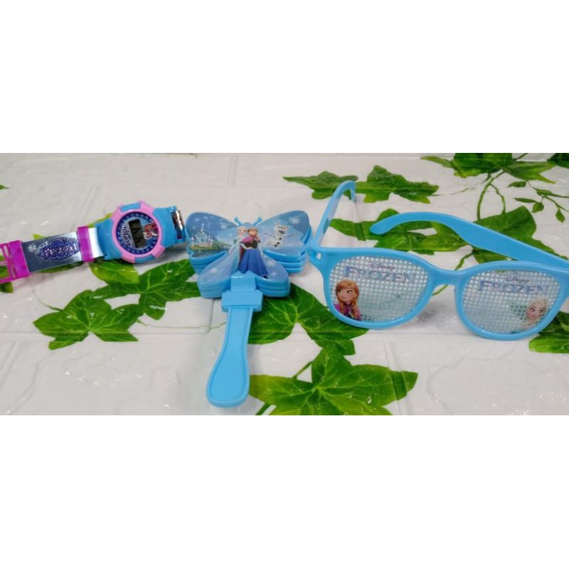 Mainan Anak Jam Tangan Kipas dan kaca mata karakter Frozen Dan Lol
