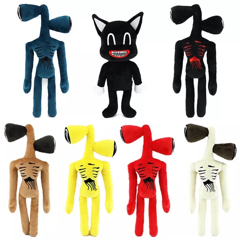 Mainan Boneka Stuffed Plush Karakter Sirene Head Warna Hitam Putih Ukuran 30-40cm Untuk Anak