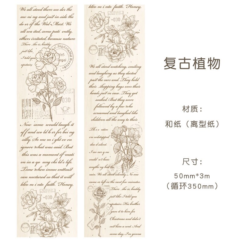 Journamm 5cm*3m Vintage Letters Washi Paper Tape for Deco Scrapbooking  School Supplies DIY Creative Stationery Decoration Tapes-C