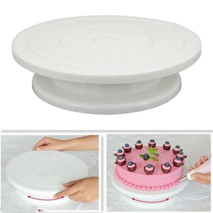 Alas Tatakan Serbaguna Turntable Kue Rotating Stand - Putih