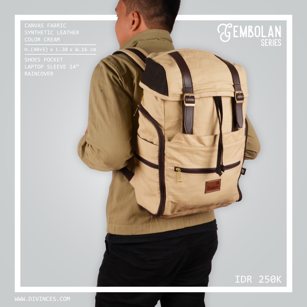 DIVINCES Gembolan Tas Ransel Kanvas / Backpack / Tas Punggung