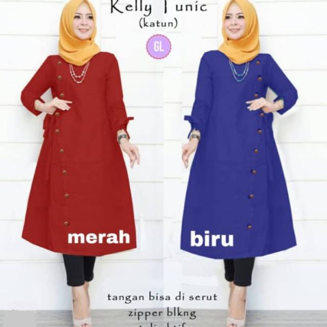 Baju Atasan Muslim Wanita Tunik Kelly Terbaru Murah Dengan Jahitan yang Bagus