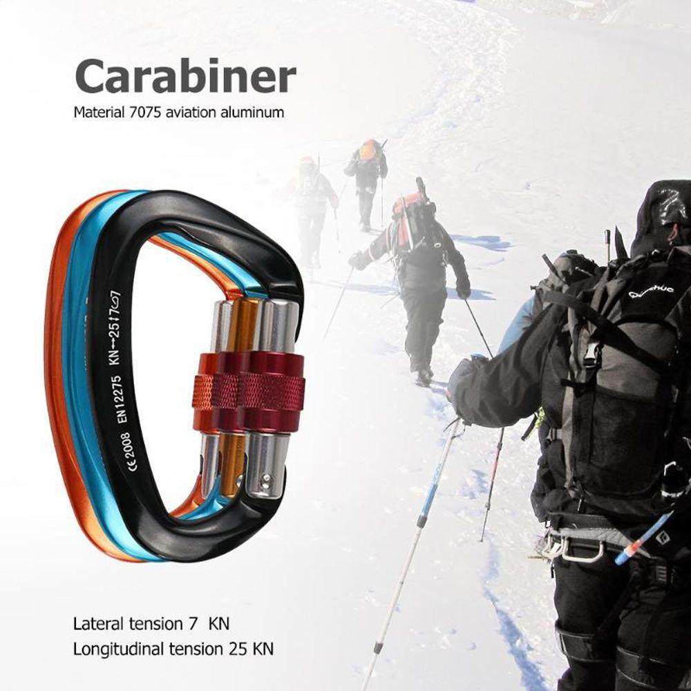 Augustina Climbing Carabiner Outdoor Climbing Escalade Equipement 25KN Kunci Pengaman Sekrup Panjat Tebing