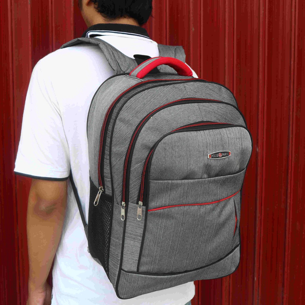 Tas Ransel COrdura Abu Backpack Kerja KAntor Seminar Pelatihan Sekolah