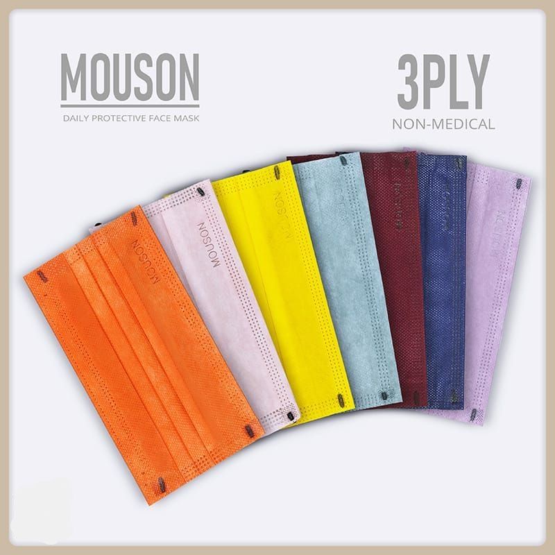 50PCS MASKER DISPOSABLE 3PLY EARLOOP WARNA FANTASY GONJRENG NEON ORENS KUNING NAVY MAROON MATCHA SAL