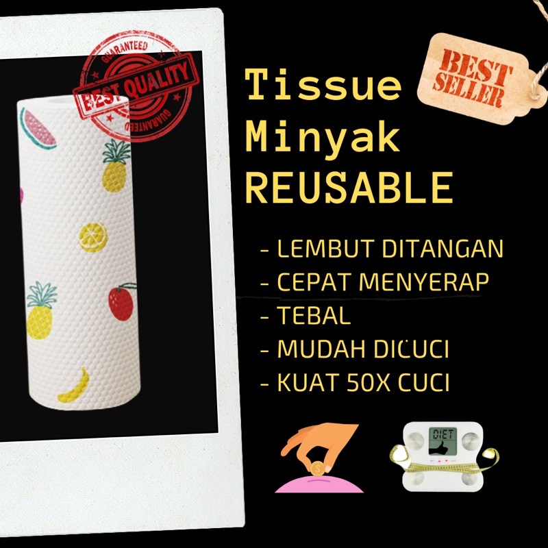 Tissue Tisu Minyak Paper Kitchen Towel Tissue Paper Tissue Minyak Dapur Washable Paper Towel PREMIUM