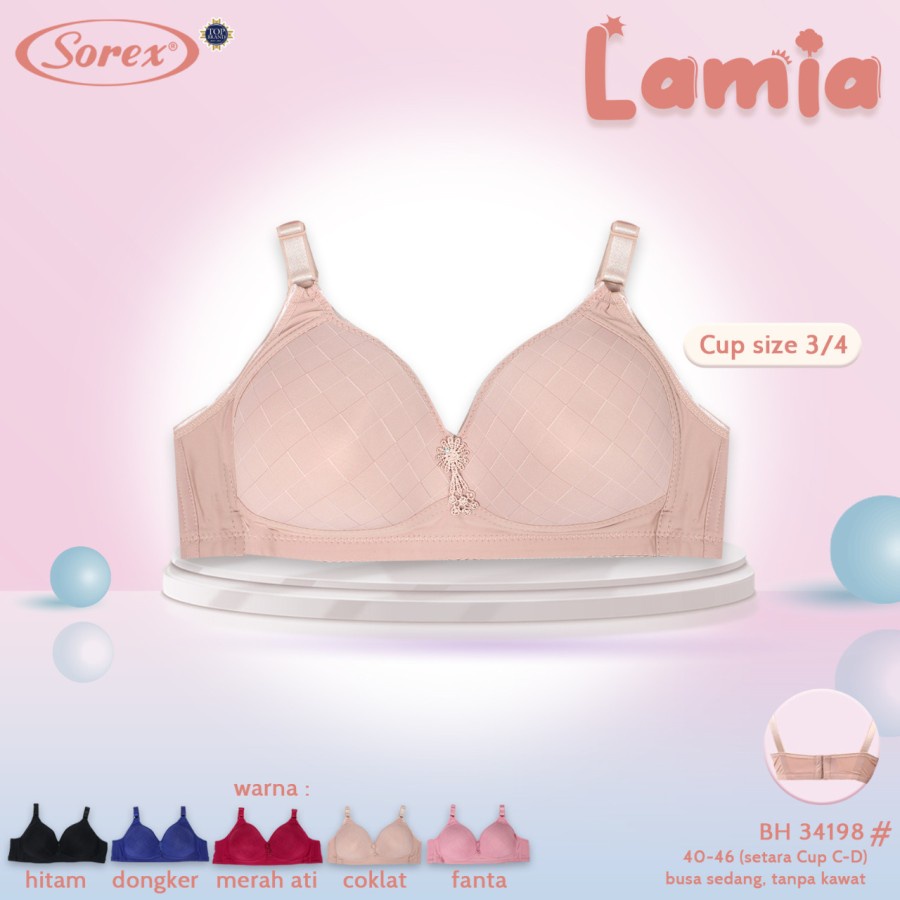 Bra BH Big Size Cup JUMBO Tanpa Kawat Busa Tipis 40-46 Sorex 34198