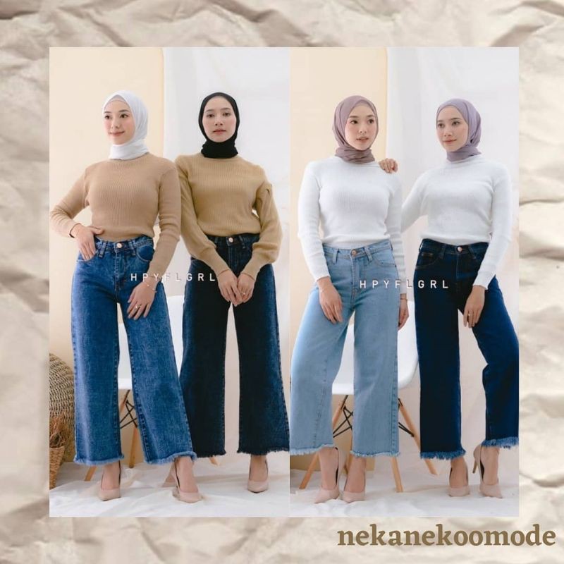 HIGH WAIST KULOT JEANS WANITA//KULOT RAWIS/KULOT JEANS RAWIS