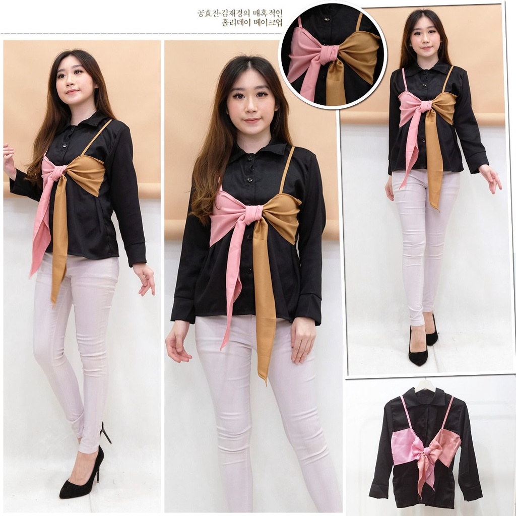 Rosi Top Atasan Blouse Muslim Korean Style Wanita Fashion Terlaris