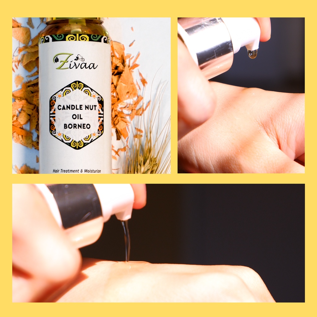 ZIVAA CANDLE NUT OIL BORNEO -  (ORIGINAL ) KAYU ULIN - OBAT UBAN - PENGHILANG UBAN - PENGHITAM RAMBUT