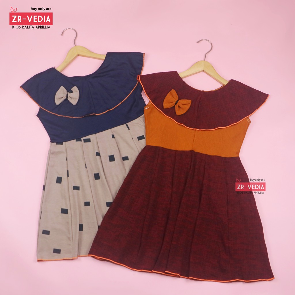 Dress Evelin uk 5-6 Tahun / Baju Anak Perempuan Atasan Model Dres Cewek Gaun Pesta Motif Polos Bunga