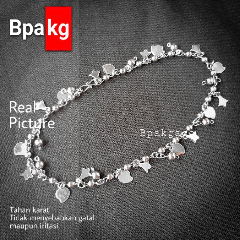 FAVORIT Gelang kaki putri rumbai # Gelang monel besi putih asli anti karat silver murah wanita cewek