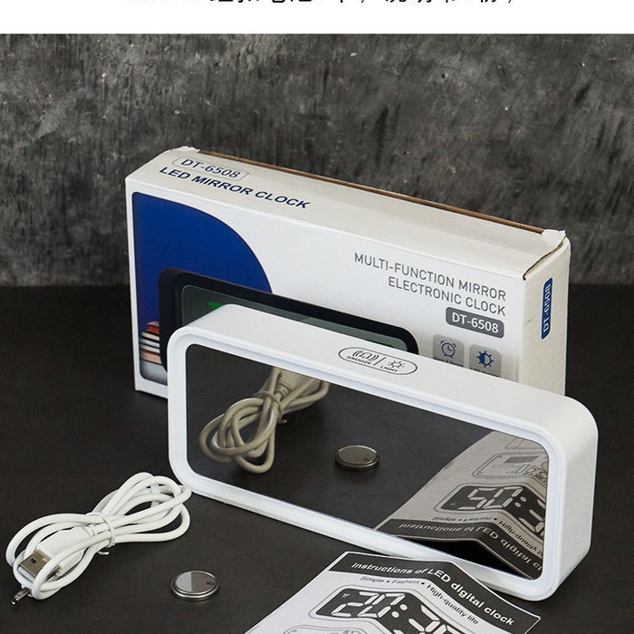 Jam Meja Digital Led Weker / Digital Alarm Clock Mirror USB Power 2021 DT 6508