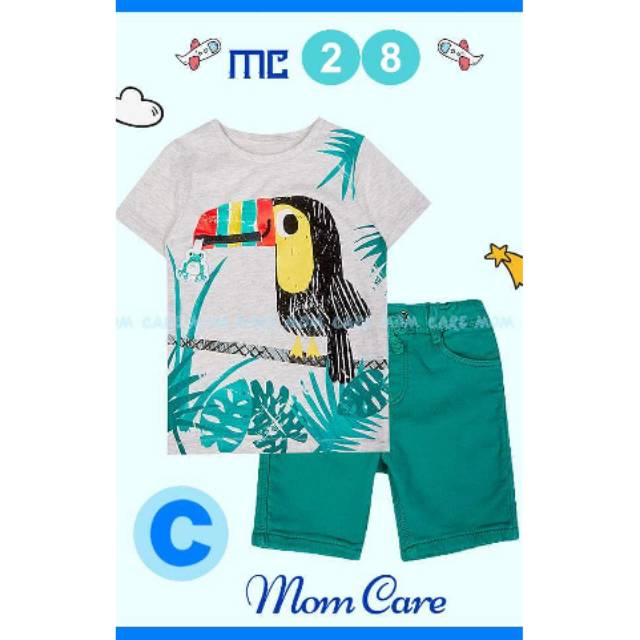 Setelan Santai Anak Import Parrot Green