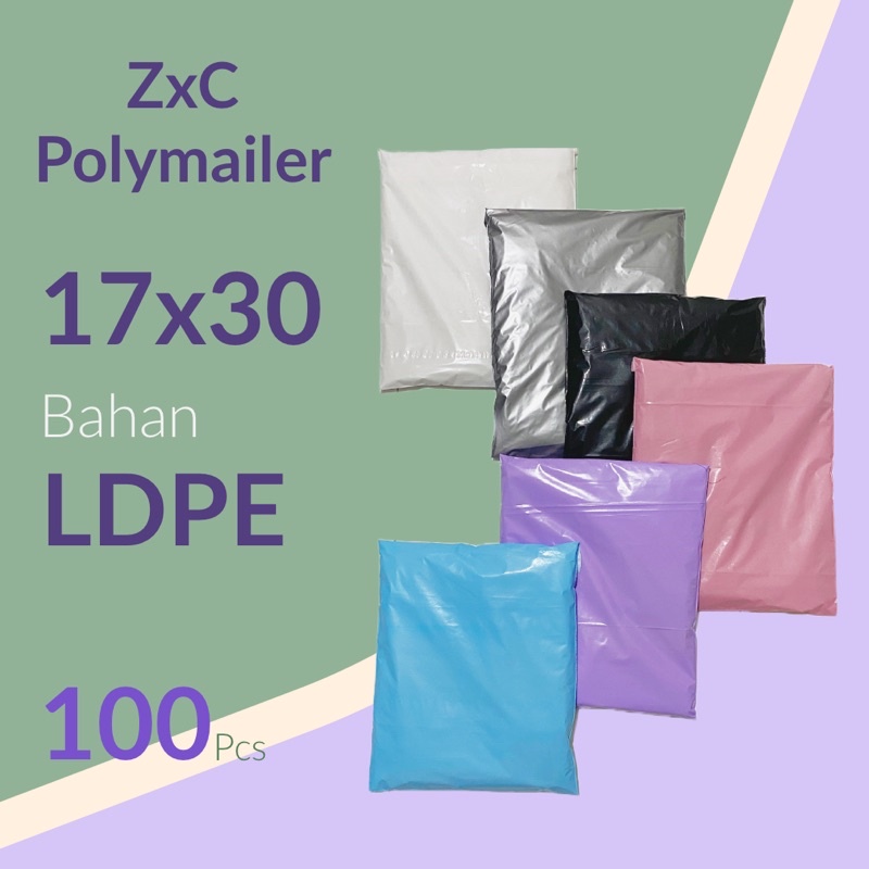 

ZXC Polymailer 17x30 cm Plastik Packing Online Shop Hitam Ekonomis Lem Bahan LDPE