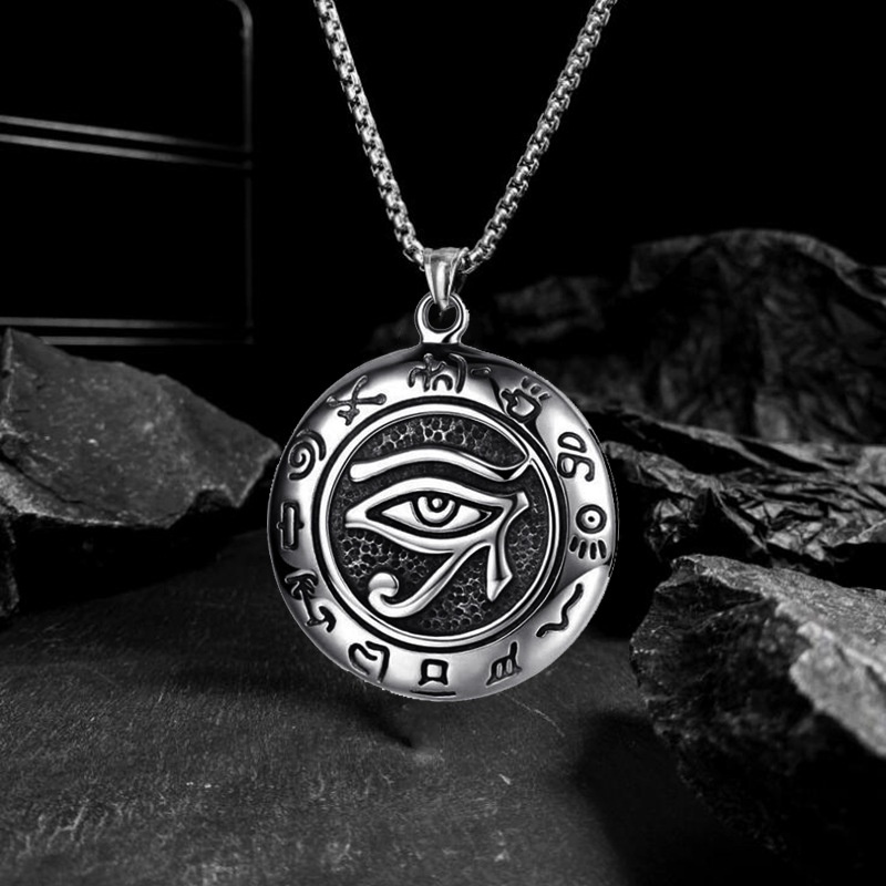 Kalung Liontin Mata Horus Bahan Titanium Steel Gaya Punk