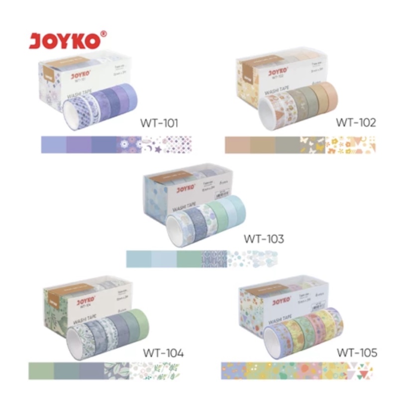 

Washi Tape Pita Perekat Selotip Kertas Warna Joyko WT-101~105