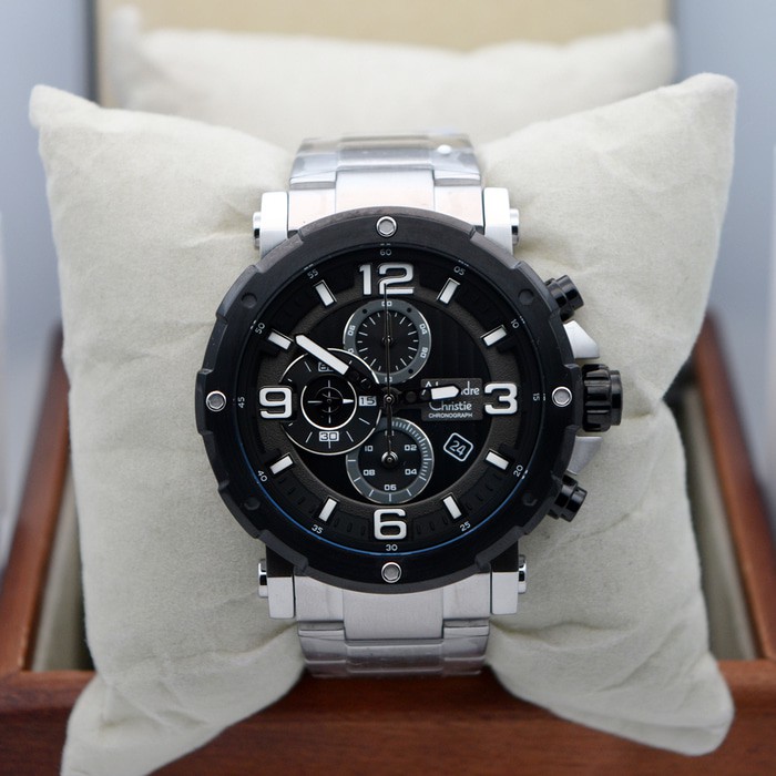 jam tangan pria Alexandre Christie Original AC 6474 MC SILVER HITAM