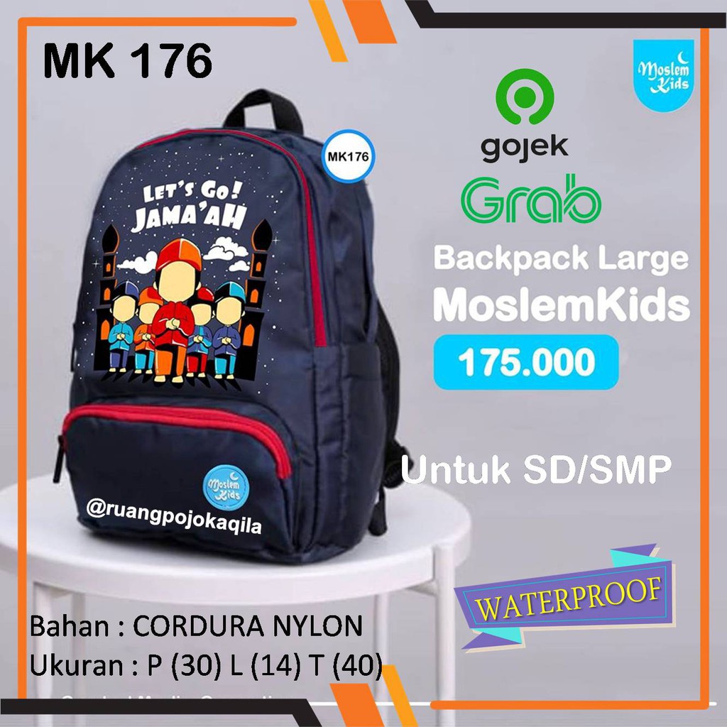 [ COD ] Moslem Kids Tas Sekolah Anak Muslim Waterproff TK SD SMP Ori Premium Kuat