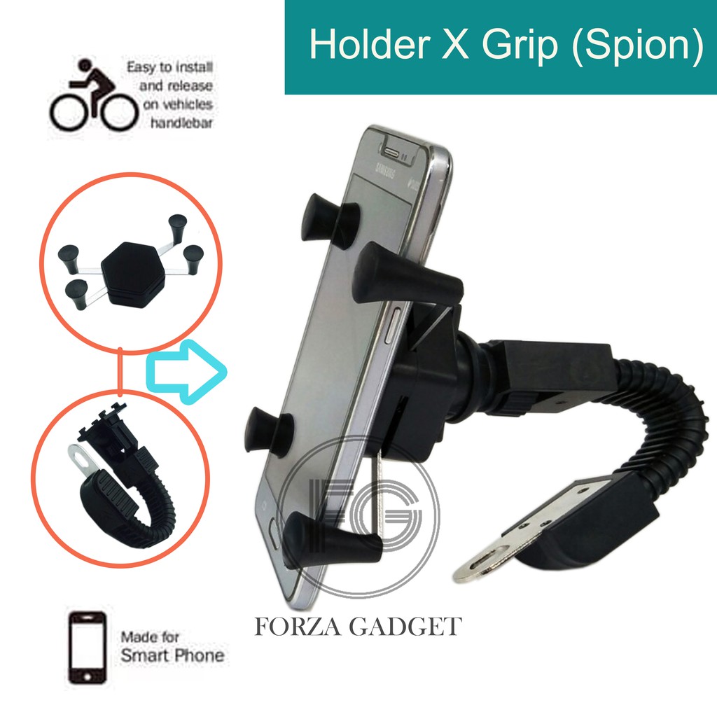 Holder Bracket HP Dudukan X Grip Spion Sepeda Motor for GPS Handphone