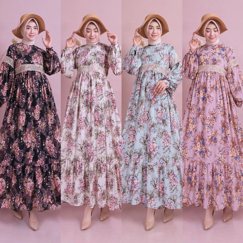 GAMIS MUSLIMAH  KEKINIAN TERBARU / ORIGINAL TERLARIS Baju Muslim Wanita High Quality Gamis Mewah ele