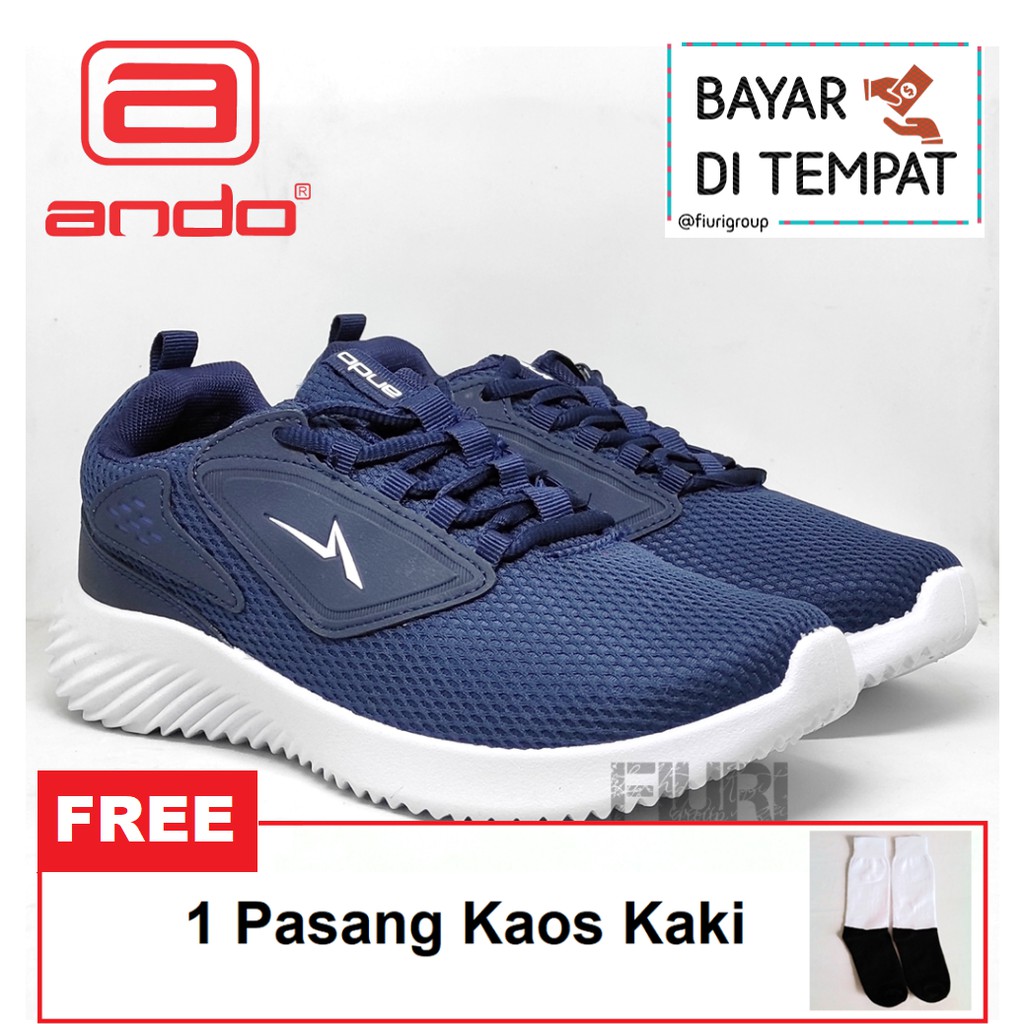 FIURI - Ando Original - ZIKO 39-43 Biru - Sepatu Kets Pria - Sepatu Sneakers Pria - Sepatu Olahraga Sport Pria - Sepatu Casual - Sepatu Jogging Lari Fitness Gym Senam Pria - Sepatu Sekolah Bertali SD SMP SMA - Fiuri