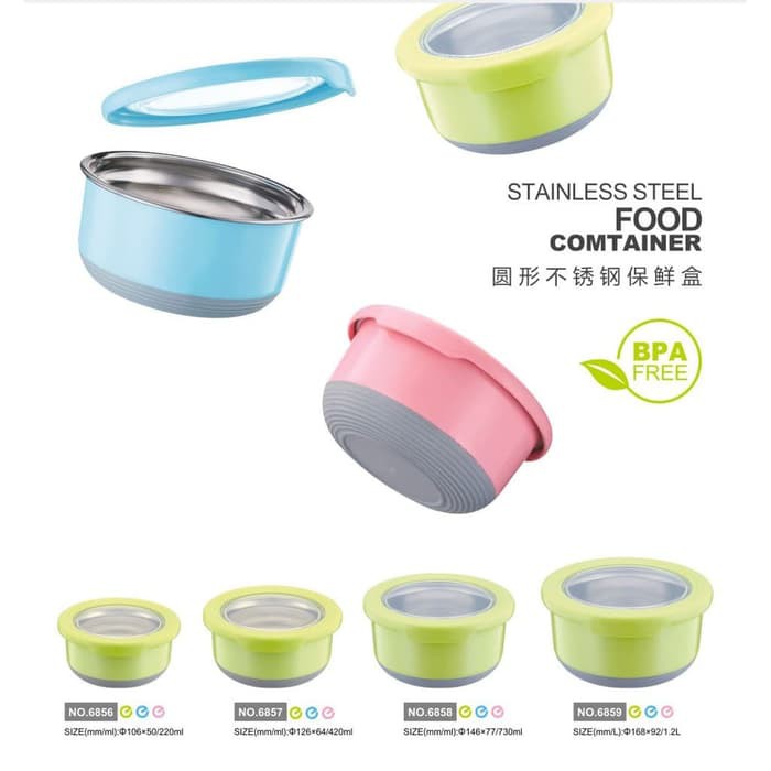 Langsung Order TEMPAT MAKAN MINI STAINLESS TEDEMEI 6857 PINK GREEN BLUE Limited