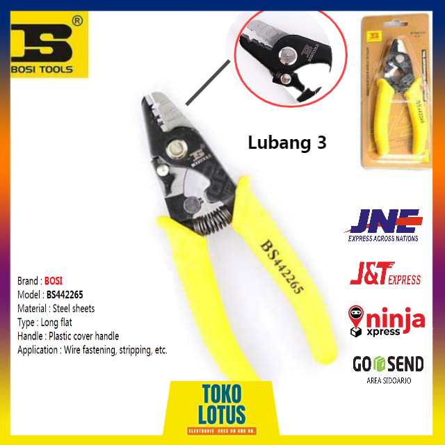 Stripper Bosi Tool 3 Tang Pengupas Kabel Stripper Wire Lubang 3 Fiber Optik