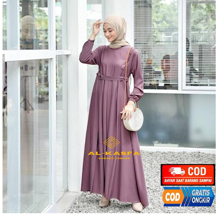 Gamis Remaja Exlusif terbaru / gamis Kekinian warna ungu lilac fit to XL / baju muslim remaja lebara