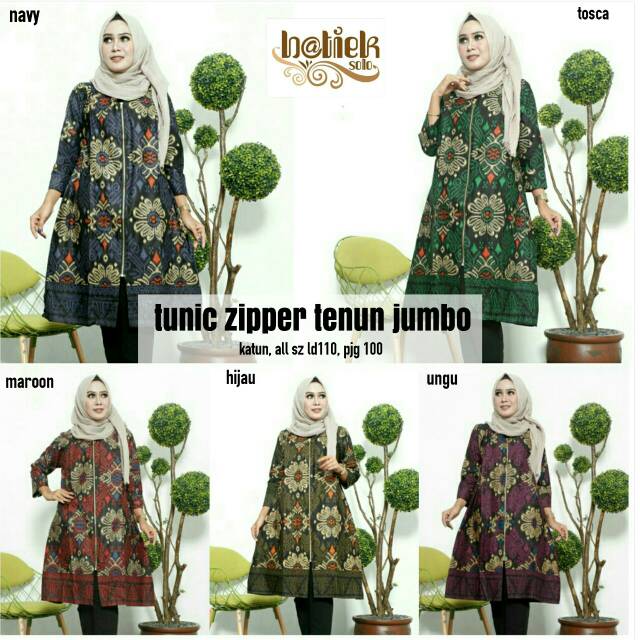 Tunik zipper tenun songket
