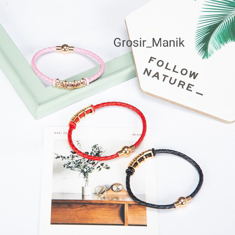 Gelang Kulit Leather Gelang Liontin Xuping Emas Premium Quality