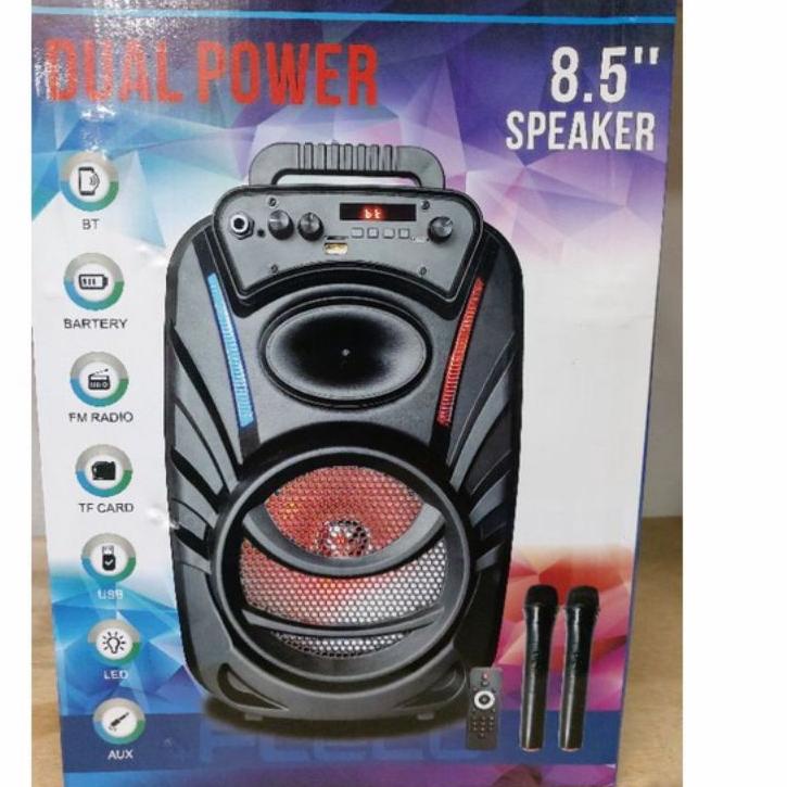 Promo -  SPEAKER BLUETOOTH FLECO 85 INCH F-8166 BONUS DUA MIC WIRELESS KARAOKE X-BASS