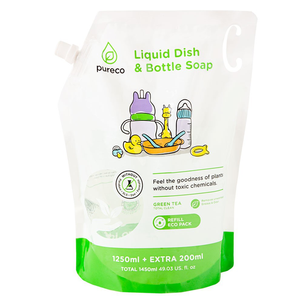 PURECO - PURECO LIQUID DETERGEN / DISHSOAP BOTTLE / SOFTENER REFILL ECOPACK POUCH-1450ML