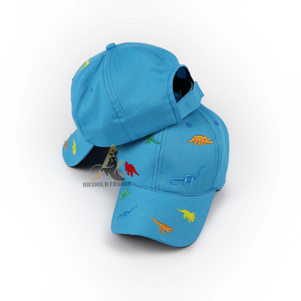 Topi Baseball Anak Laki Laki Perempuan Full Bordir Dino Banyak