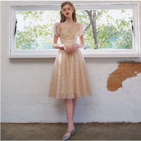 Gaun pesta / evening party dress baju perjamuan malam mini dress sexy gold