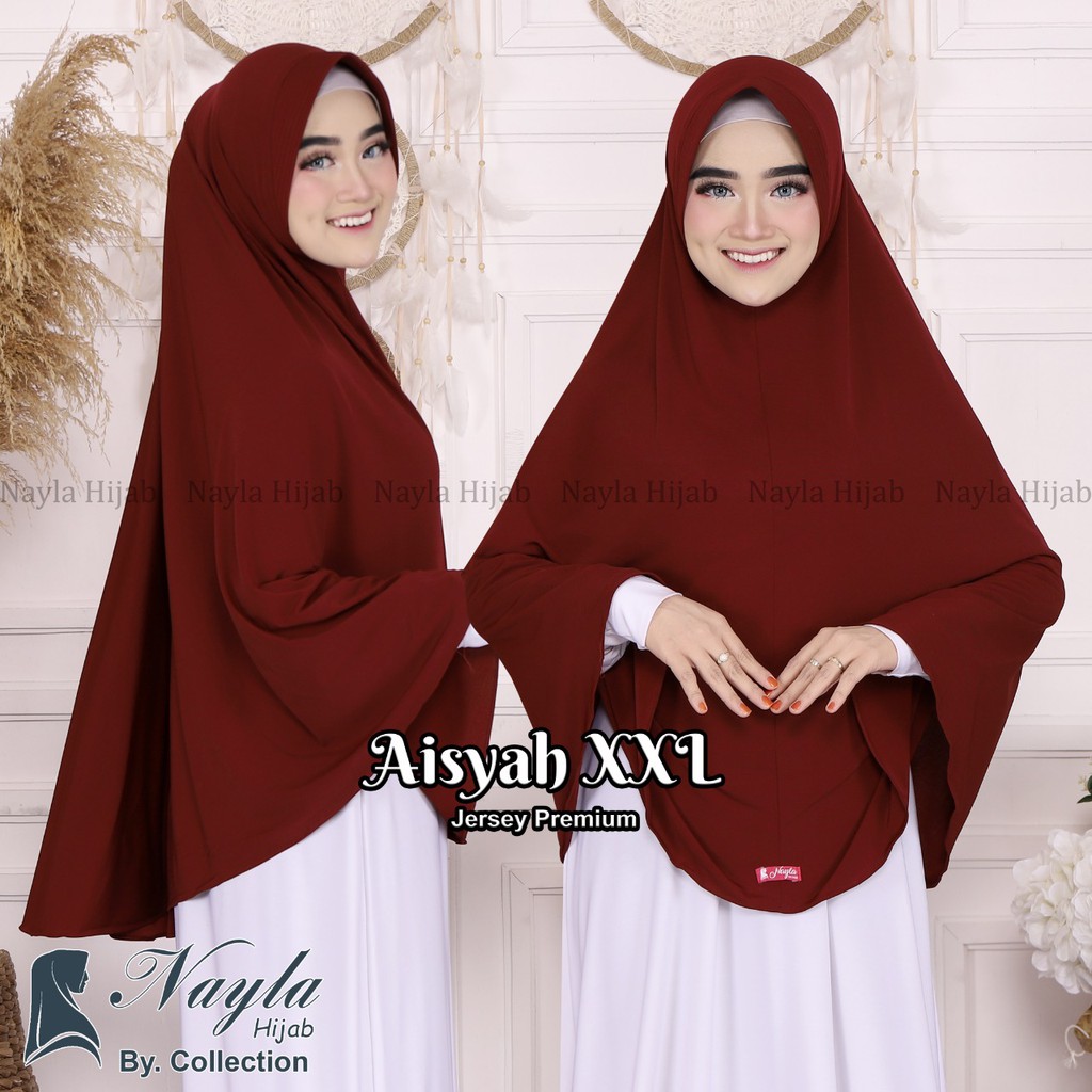 BERGO TERMURAH JILBAB INSTAN AISYAH XXL KERUDUNG JUMBO JERSEY TERLARIS NAYLA HIJA'B