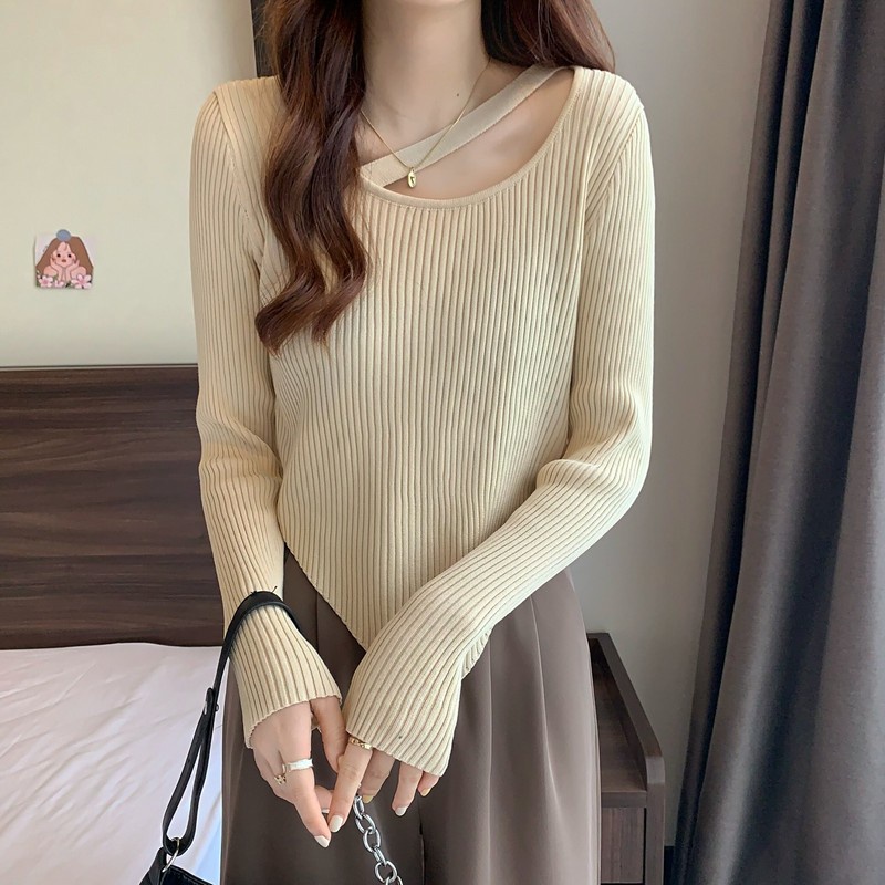 gardigan wanita  Atasan Crop Top Korea Rajut Wanita Lengan Panjang Sweater Crop