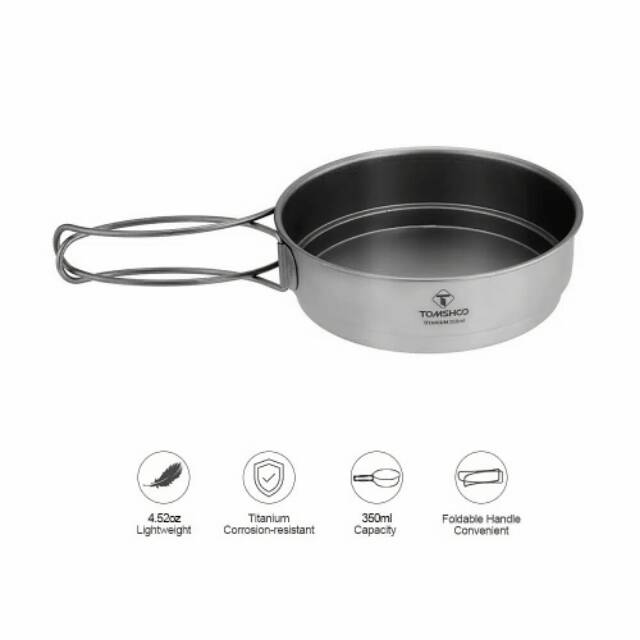 Tomshoo titanium frying pan panci 350ml pot ultralight camping outdoor