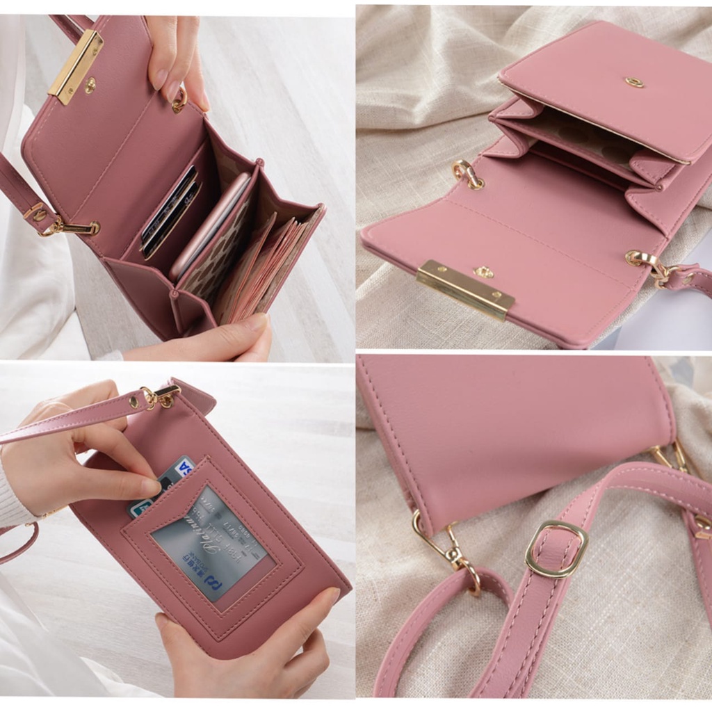 DOMPET SELEMPANG HP WANITA KULIT HEYMANA TALI PANJANG SLING BAG KEKINIAN IMPORT KOREA PREMIUM BATAM