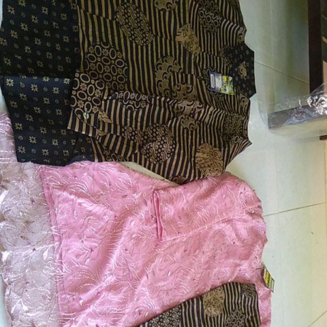 Batik Couple Kebaya Modern Brokat Shofia Tile Mutiara