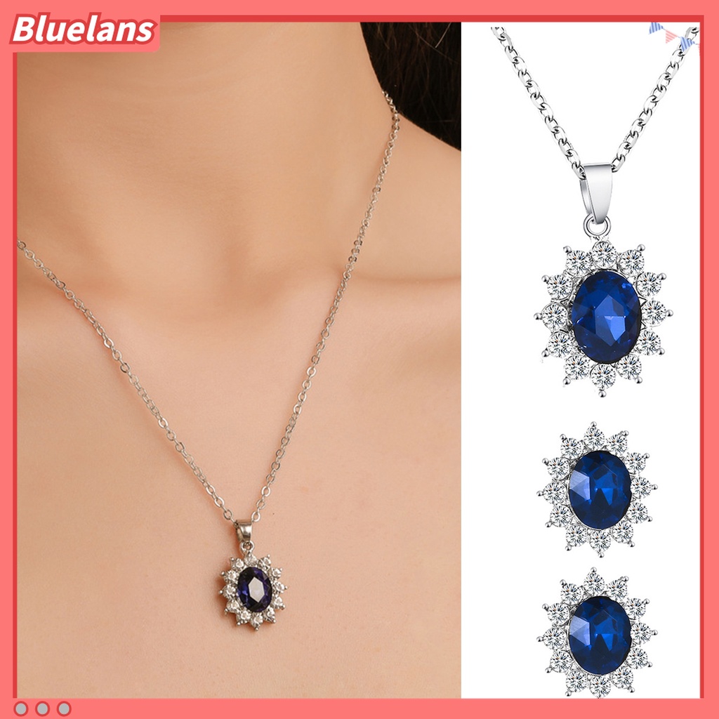 2pcs / Set Kalung Rantai Anting Bentuk Bunga Bahan Metal Hias Cubic Zirconia Untuk Pengantin