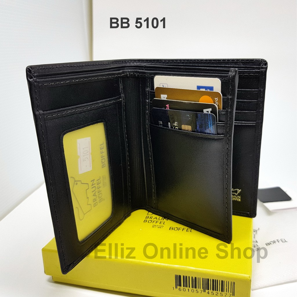 Dompet Pria Braun Buffel 5101 Black - Model 3D Berdiri - Kulit Import - Trifold.