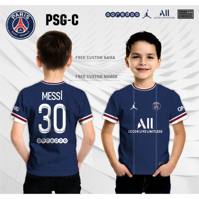 Baju Kaos jersey bola Baju MESSI PSG Anak