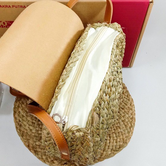 RJ CRAFT - Tas Selempang Wanita Tas Anyaman Mendong Raisa Tas Etnik Trendy Tas Hangout