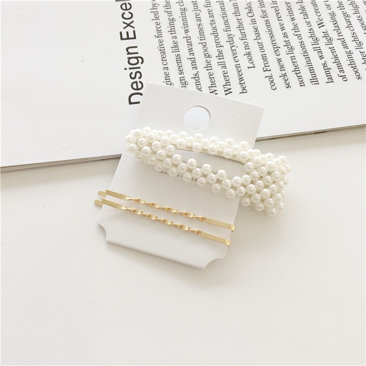 Metal Pearl Hairpin Combination Accessories Korea Simple Temperament Personality