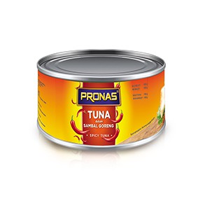 Pronas Tuna Sambal Goreng 185g dalam kemasan EOE (Easy Open End)