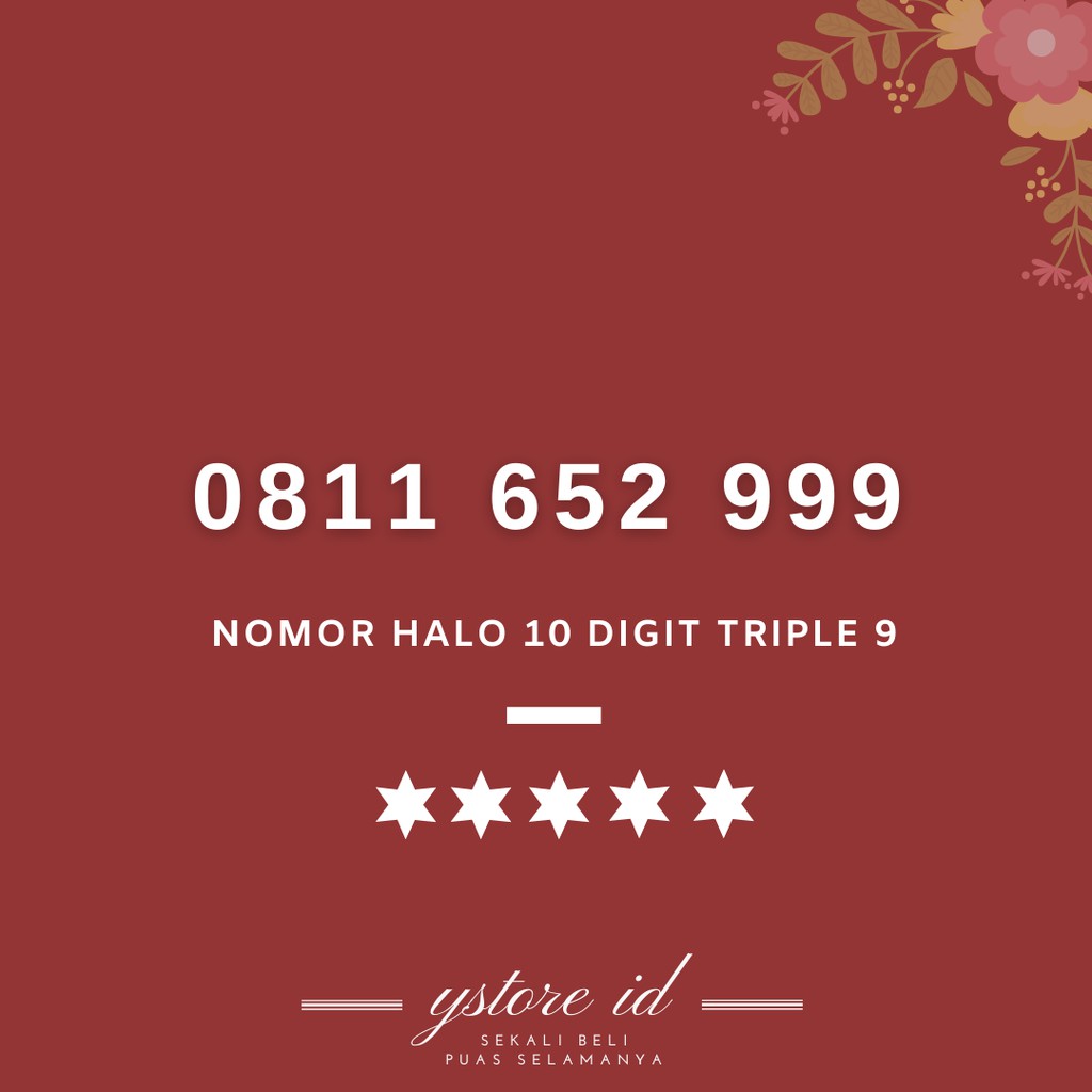 KARTU HALO 10 DIGIT TRIPLE 999 PERDANA TELKOMSEL CANTIK NOMER BELAKANG AKHIRAN UJUNG EKOR 999 9999