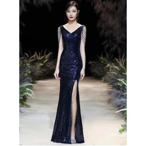 Putri Duyung Lengan Panjang Pernikahan Gaun Mewah Gaun Pesta malam berkilau mermaid  gowns